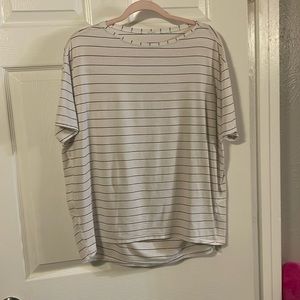 Lululemon workout shirt, black, and white striped